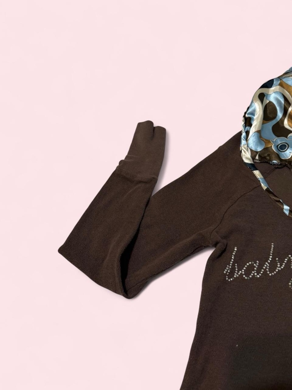 Vintage Y2K Baby Phat Intimates rich brown thermal logo long-sleeve hoodie - Picture 5 of 9